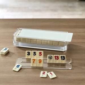 Étui acrylique Original Blue Rummy Game 106 Tiles <span class=keywords><strong>Mahjong</strong></span> Digital Turkish Game Lucite Rummy Game For Party - Product Image 4