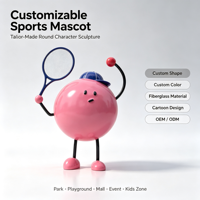 Sculpture personnalisée en résine de personnage de dessin animé, figurine mascotte mignonne, décoration extérieure et intérieure, artisanat artistique, taille et couleur personnalisables, tendance