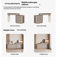 Coiffeuse moderne simple en bois massif avec peinture crème éclairée et armoire à seau intégrée pour le maquillage des petits appartements et des chambres à coucher