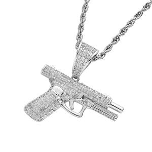 <span class=keywords><strong>Collana</strong></span> Hip Hop da <span class=keywords><strong>uomo</strong></span> alla moda <span class=keywords><strong>placcata</strong></span> in <span class=keywords><strong>oro</strong></span> con pistola ghiacciata CZ con ciondolo a pistola con ciondolo in zircone Chic per matrimoni e feste - Product Image 4