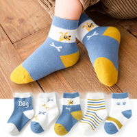 Lot de 5 paires de chaussettes en coton tricoté respirantes pour bébés et enfants, motif dessin animé, pour garçons et filles, collection automne