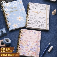 Carnet à spirales relié rigide personnalisé A5, journal, fournitures scolaires pour étudiants, motif marguerite, planificateur quotidien, hebdomadaire, mensuel non daté