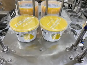 Verpackungs ausrüstung für Papier-/Plastik becher Essbare Joghurt-Eisbecher-Füll versiegelung maschine Marmeladen becher Verschluss presse Deckel maschine
