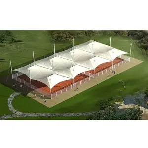 Hoge Kwaliteit Stadion Schaduw Luifel Stalen Pijp Truss Ondersteund Pvdf Ptfe Etfe Tension Architectuur Membraan Structuur Tent