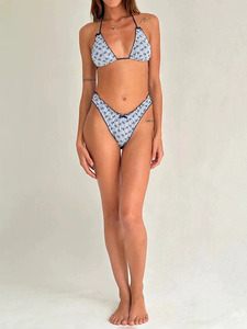 Nuevo Ins Style Sweet Pure <span class=keywords><strong>Desire</strong></span> Estampado de leopardo Nudo de mariposa Rayas fragmentadas Split 2 piezas <span class=keywords><strong>Resort</strong></span> Traje de baño para mujer - Product Image 6
