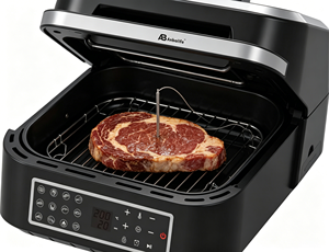 <span class=keywords><strong>Friteuse</strong></span> à air numérique Anbolife Factory 6,5 L avec thermomètre intelligent 260 ℃   Gril d'intérieur <span class=keywords><strong>sans</strong></span> fumée haute performance 2-en-1 multi-cuiseur - Product Image 1