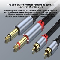 Câble audio RCA double 6,5 mm mâle-mâle à conducteurs en cuivre pour mixeur/amplificateur, instruments, clavier électronique, guitare, systèmes de haut-parleurs