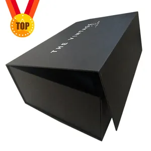 Professional Luxury Custom Logo Printed Recycled Cardboard Flat Foldable Paper Gift Boxes Packaging Magnetic Closure Black