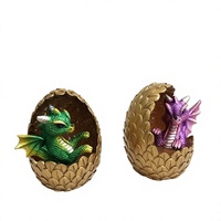 Ornement en résine œuf de dragon peint à la main avec base lumineuse LED DRB024 – Figurine décorative écologique pour bureau et maison, modèle animal d'Halloween