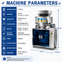 Machine automatique de remplissage, scellage et emballage pour sachets préformés Doypack et sachets verticaux de noix, arachides, pistaches, noyaux de noix et céréales