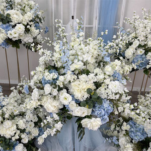 Fleurs artificielles en soie DKB, roses roses faites à la main, boule de fleurs blanches, décoration de centre de table de mariage - Product Image 3