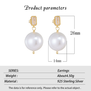 Bán Buôn S925 Bạc Tự Nhiên Ngọc Trai Nước Ngọt Bông Tai Cho Phụ Nữ Mặt Dây Chuyền Bông Tai Loạt Khảm Zirconium Thời Trang Đồ Trang Sức Cơ Thể - Product Image 5