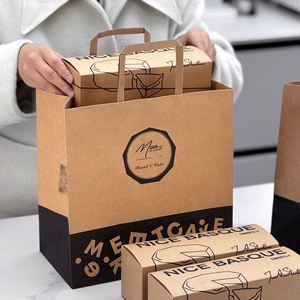 Bolsas de Papel Kraft Desechables, Biodegradables, Reciclables y Ecológicas con Asas, con Diseño Personalizado, para Panadería y Comida para Llevar - Product Image 6