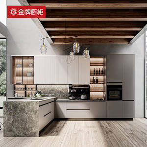 GoldenHome Armoires <span class=keywords><strong>de</strong></span> <span class=keywords><strong>cuisine</strong></span> Table <span class=keywords><strong>de</strong></span> <span class=keywords><strong>cuisson</strong></span> intégrée moderne ouverte Armoire personnalisée Laque Panneau <span class=keywords><strong>de</strong></span> porte Pierre <span class=keywords><strong>de</strong></span> quartz Ménage Personnalisable - Product Image 2