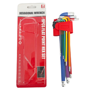 Industrial 9PCS Hex Key Set Ball End Folding Hex Key Wrench Tool Set with Notched End Durable Color Hex L-Wrench Tools Kit - Product Image 1