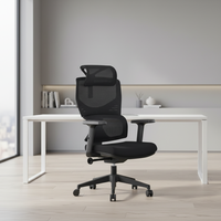 Chaise de bureau ergonomique moderne pivotante avec appui-tête réglable, dossier haut en maille, chaise de personnel de luxe en nylon