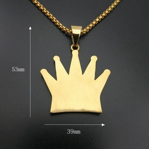 จี้มงกุฎกษัตริย์สแตนเลสสตีลชุบ PVD 18K ไม่ลอก ไม่ดำ พร้อมสร้อยคอเพชรแบบกำหนดเองสำหรับผู้ชาย - Product Image 5
