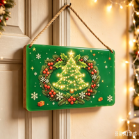 Décoration Murale Vintage de Noël : Guirlande Suspendue en Bois Vert Forêt avec Clochettes Dorées et Baies d'Aigue-marine – Cadeau Idéal, Vente en Gros Direct Usine