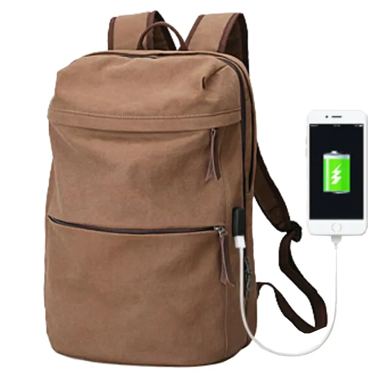 Custom Charging College School Laptop Rucksack Usb Canvas Backpack Bag For Men