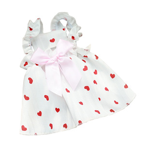 Robe de princesse pour animaux de compagnie, motif cœur, blanc rose, nœud, vêtements pour petits et moyens chiens et chats, design mignon, tenue d'été - Product Image 5