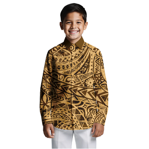 Camiseta Larga de Verano para Niños, de Poliéster de Alta Calidad, con Diseño Tribal Polinesio Elei, Personalizada, Moderna, Informal, Transpirable - Product Image 1