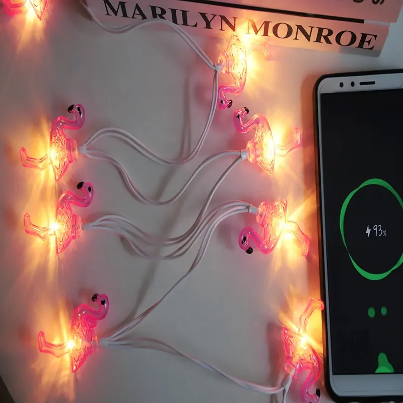 Flamingo Christmas light Phone Charging Cable Charger 8 LED Led Lamp Phone Charger Led usb data cables best Christmas gifts