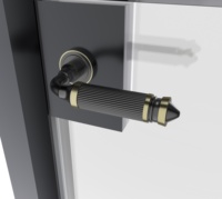 Porte battante en alliage d'aluminium noir avec verre trempé double couche, isolation phonique et thermique, styles et dimensions personnalisés disponibles
