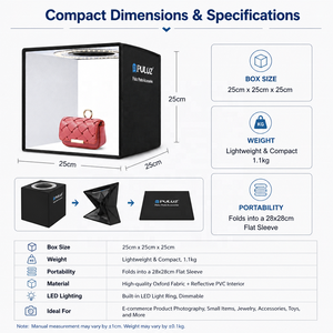 Caja de Luz LED <span class=keywords><strong>PULUZ</strong></span> de 25CM para Fotografía, <span class=keywords><strong>Estudio</strong></span> Fotográfico para Fotografiar Joyas y Relojes, Dropshipping - Product Image 4
