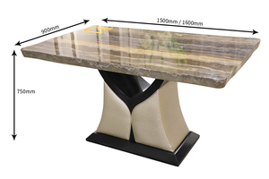 Mobilier de Restaurant Nordique Ensemble <span class=keywords><strong>Table</strong></span> en Bois Massif et 6 Chaises, Ensemble <span class=keywords><strong>Table</strong></span> à <span class=keywords><strong>Manger</strong></span> en <span class=keywords><strong>Marbre</strong></span> 8 Places - Product Image 5