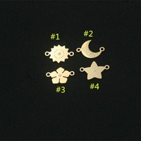 2025 Offre Spéciale 14k or rempli Double trous lune étoile fleur Zircon pendentifs connecteur breloques pour la fabrication de bijoux