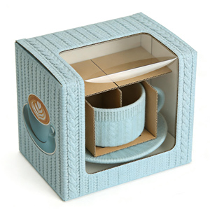 Regalo di San Valentino, Tazza Stitch in Ceramica con Motivo a Maglia in Rilievo, Set Tazza e Piattino - Product Image 6