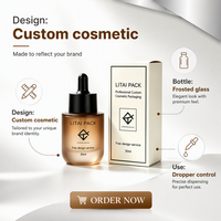Flacon compte-gouttes en verre brun givré pour emballage cosmétique, vide, personnalisable avec logo, 30ml 40ml 80ml, flacon pompe pour sérum avec boîte