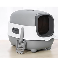 Litière pour chat multifonctionnelle Meubles pour animaux de compagnie Toilette pour chat fermée avec système d'élimination des odeurs et pelle