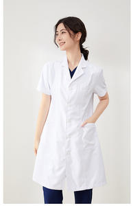 Vente en gros de blouses de laboratoire à manches courtes pour femmes blouses de laboratoire de haute qualité en coton et polyester uniforme d'infirmière médecin blanc pur - Product Image 2