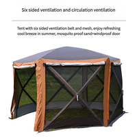 Tente de camping familiale 4-6 personnes, imperméable et coupe-vent, design hexagonal, tente d'été extérieure en tissu Oxford