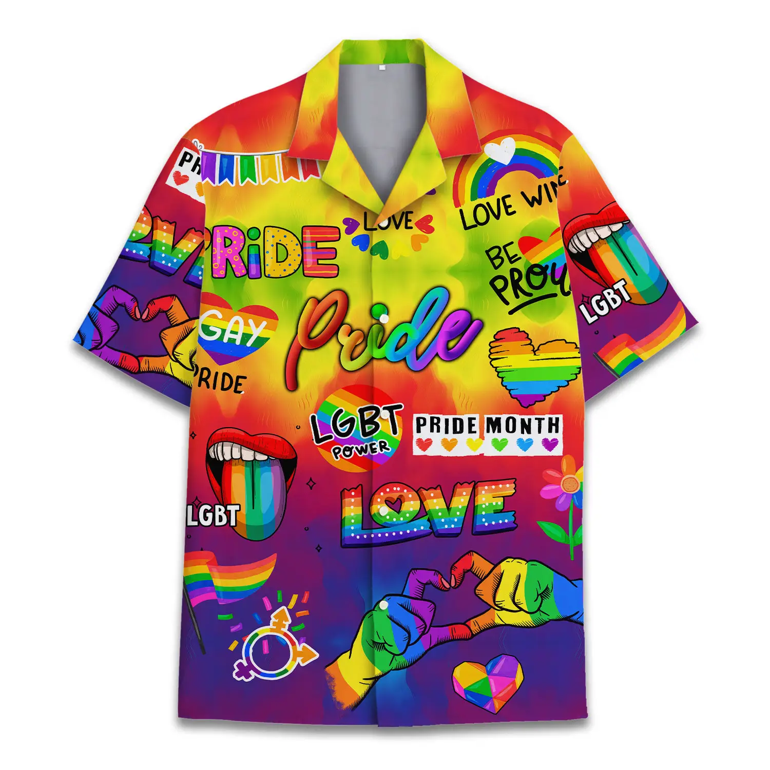 Hawaiiaanse Shirts Voor Mannen Vrouwen Lgbtq Regenboog Trots Maand Gelijkheid Shirt Kwaliteit Zomer Knoop Korte Mouwen Custom Groothandel