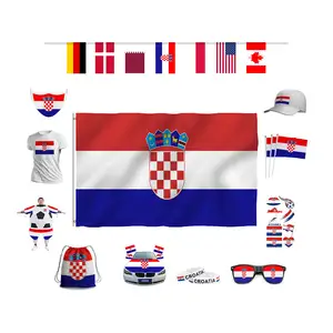 2024 Goedkope Voetbal Fan Nationale Vlaggen 100% Polyester 60*90Cm 3 * 5ft Kroatische Vlag Met Kroatisch Product