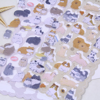 Autocollant en feutre doux, autocollant 3D épaissi en flocage, autocollant gaufré mignon chat, chien et oiseau pour la décoration de scrapbooking, journal et projets DIY