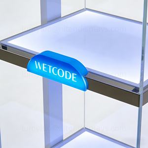 Vitrine de présentation au sol en verre avec cadre en métal moderne pour cosmétiques avec éclairage LED, présentoir professionnel pour parfums et soins de la peau - Product Image 4