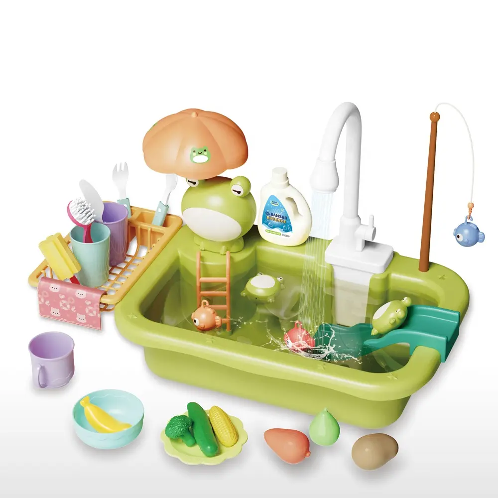 Jouet de cuisine très vendu lavabo pour enfants ensemble de jeu électronique lave-vaisselle jouet d'évier de cuisine mignon avec circulation d'eau