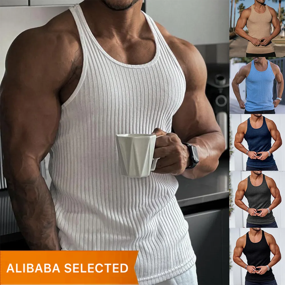 TT5006 New Arrivals Custom 5XL 10 Color Plain Ribbed Tank Tops Plus Size Gym Fitness Top Tanks For Men