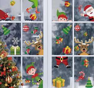 ديكور المنزل عيد الميلاد زخرفة ندفة الثلج الرنة سانتا كلوز عيد الميلاد نافذة يتشبث - Product Image 6