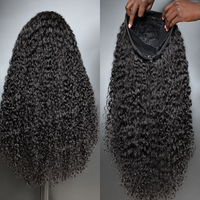 Rambut Manusia Vietnam Mentah Keriting Alami Setengah Wig Pixie Keriting Tanpa Lem Wig Tali Serut Flip Over untuk Wanita Kulit Hitam