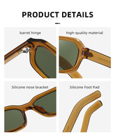 Lunettes de soleil carrées polyvalentes en gros, monture PC haut de gamme minimaliste, protection UV400, pour usage quotidien