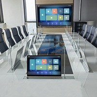 Nouveau design, écran ultra-fin de 17,3 pouces, moniteur LCD motorisé escamotable, élévateur de moniteur LCD pour système de conférence sans papier au bureau