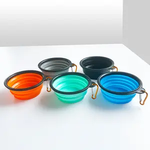 MZ New color Collapsible Portable Reusable Foldable Cat Food and Water feeder Drinking Double Dog Bowl