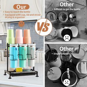 Organizador de Botellas de Agua Compatible con el Vaso Stanley de 40 oz con Asa, Organizador de Vasos Ajustable con Rejilla de Secado - Product Image 4