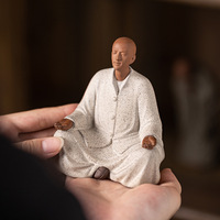 Figurine de moine assis en poterie Zisha créative - Pièce décorative de style chinois d'inspiration zen pour les cérémonies du thé