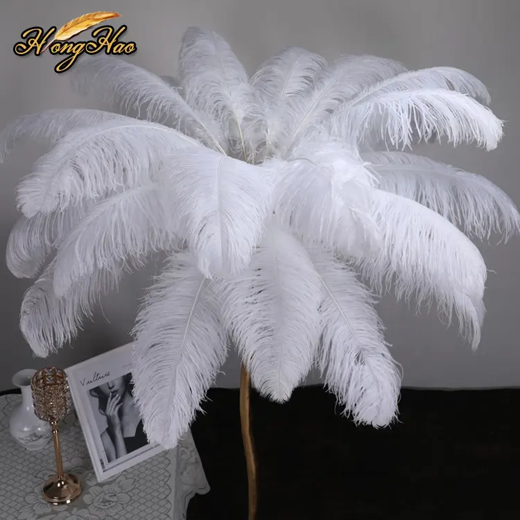 थोक सस्ते plumas बड़े पंख शादी की सजावट असली लंबे सफेद शुतुरमुर्ग पंख के लिए बिक्री