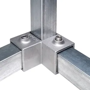 Konektor tabung persegi bahan aluminium untuk 25*25 penyambung penjepit kunci tabung persegi konektor 3 arah